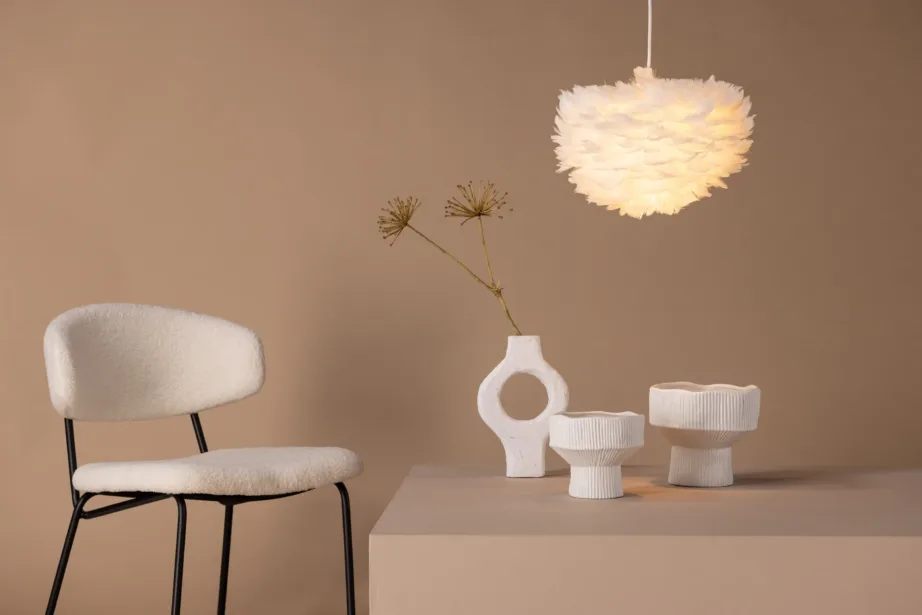 Valge kunstsulgedest ripplamp Nicola, Ø35 cm, 17057-001 – 3