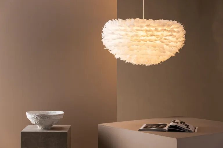 Nicola suur valge laelamp kunstsulgedega, 75 cm - 17060-001