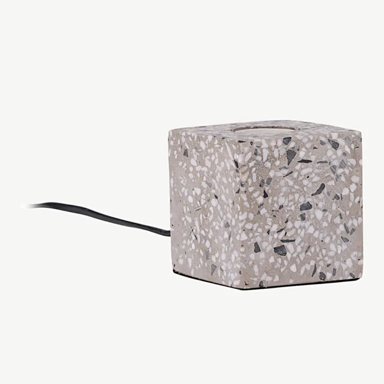 Terrazzo kuubikkerega lauavalgusti Rilche, valge klaas, 9x9 cm - 17065-001