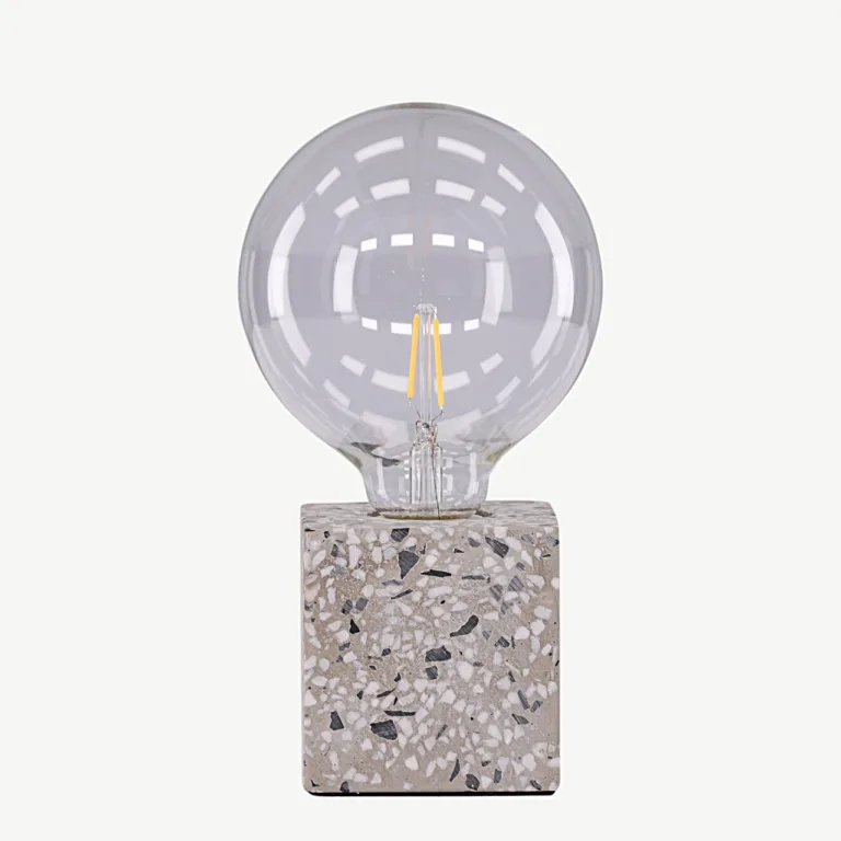 Terrazzo kuubikkerega lauavalgusti Rilche, valge klaas, 9x9 cm - 17065-001