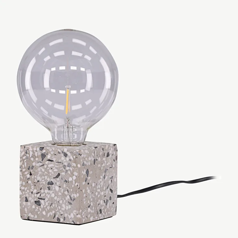 Terrazzo kuubikkerega lauavalgusti Rilche, valge klaas, 9x9 cm - 17065-001