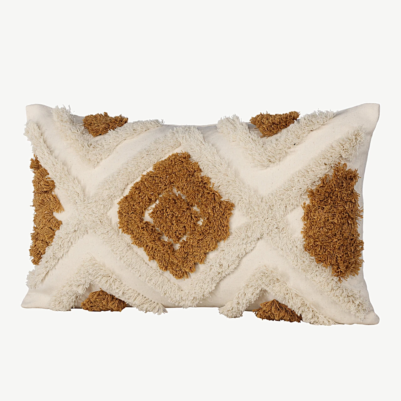 Tufting-tehnikas dekoratiivpadja kate Ada (valge-pruun, 50 × 30 cm) - 17065-503