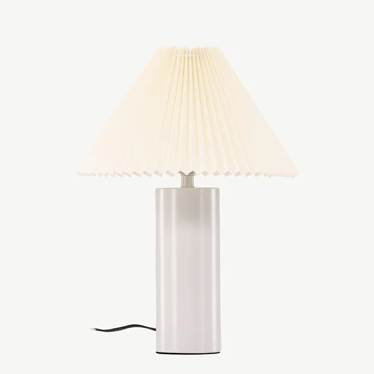 Helehall volditud lambivarjuga laualamp Largin, 45 cm (raud, PVC/paber) - 17067-006
