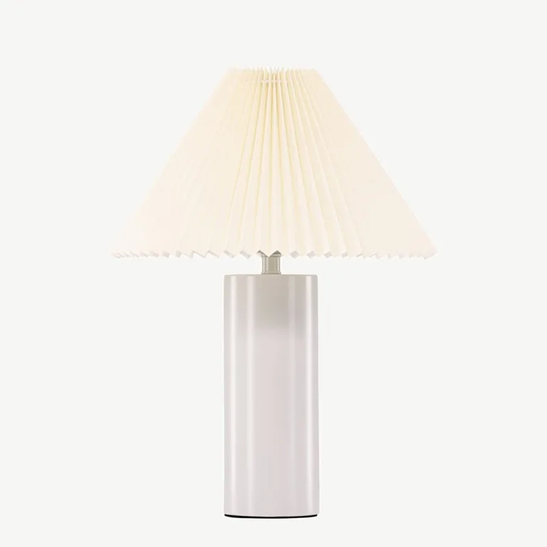 Helehall volditud lambivarjuga laualamp Largin, 45 cm (raud, PVC/paber) - 17067-006