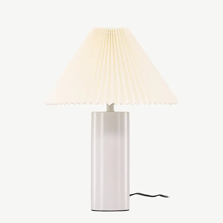 Helehall volditud lambivarjuga laualamp Largin, 45 cm (raud, PVC/paber) - 17067-006