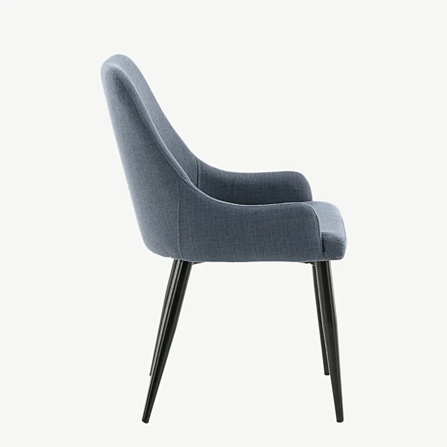 Sinise kangaga polsterdatud söögitool Plaza mustade metalljalgadega, 17700-877 – 2