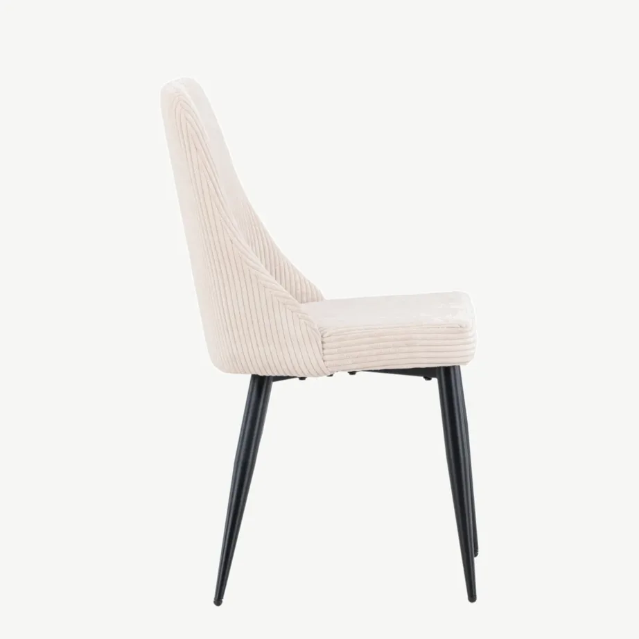 Beežist polüesterkordkangast söögitool Leone mustade terasjalgadega, 17701-102 – 2