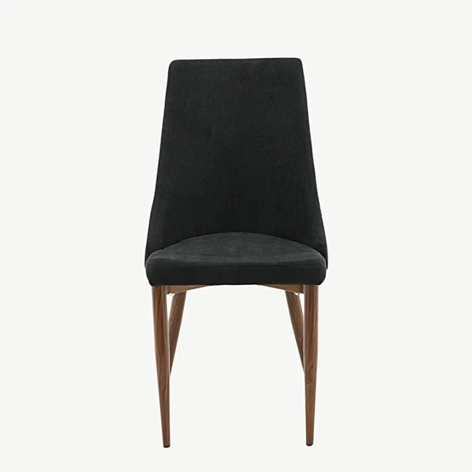 Polsterdatud söögitool Leone kõrge seljatoega, musta kangaga, terasjalad puidu imitatsiooniga, 17701-448 – 4