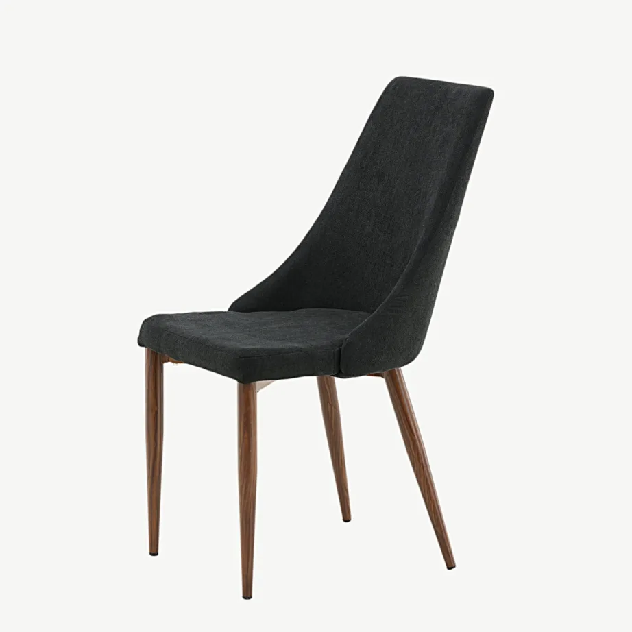 Polsterdatud söögitool Leone kõrge seljatoega, musta kangaga, terasjalad puidu imitatsiooniga, 17701-448 – 6