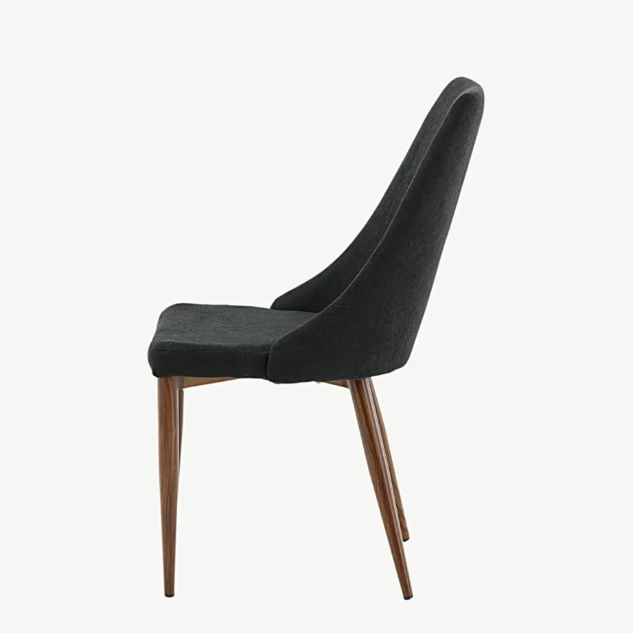 Polsterdatud söögitool Leone kõrge seljatoega, musta kangaga, terasjalad puidu imitatsiooniga, 17701-448 – 7