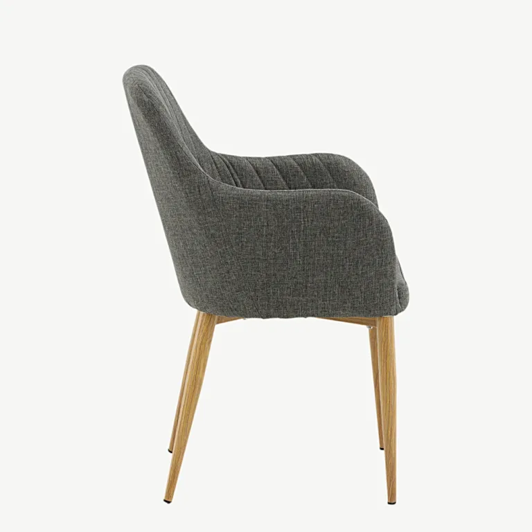 Tugitooli stiilis tumehall polsterdatud söögitool Comfort, tamme tooni jalgadega - 17702-450