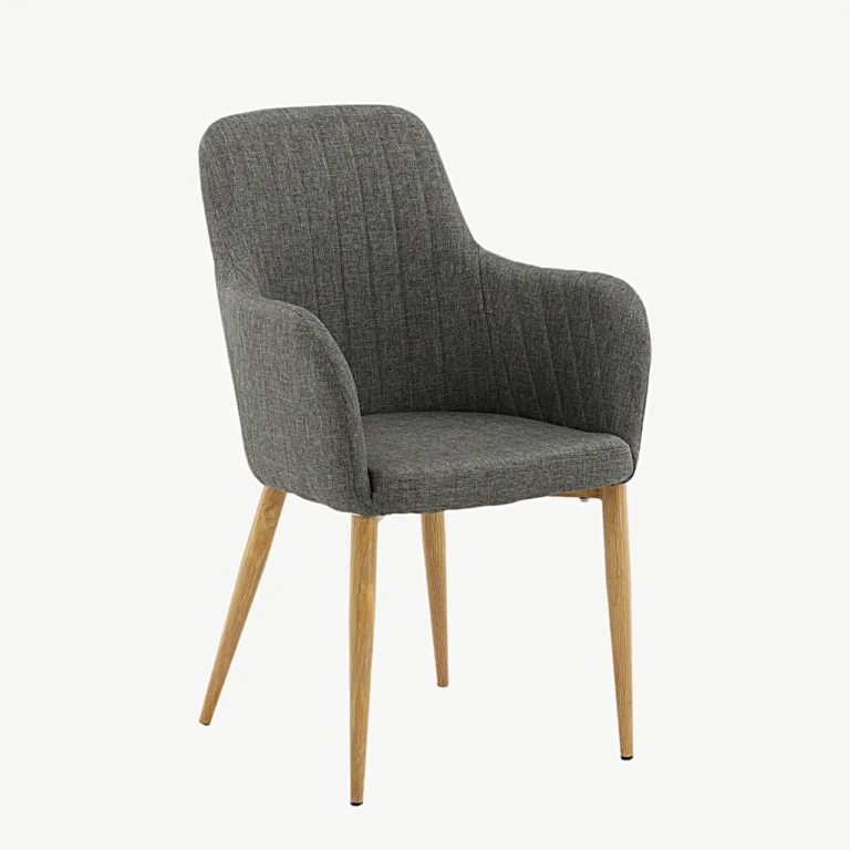 Tugitooli stiilis tumehall polsterdatud söögitool Comfort, tamme tooni jalgadega - 17702-450