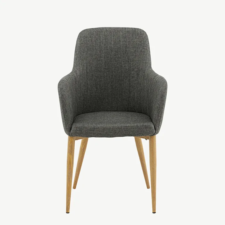 Tugitooli stiilis tumehall polsterdatud söögitool Comfort, tamme tooni jalgadega - 17702-450