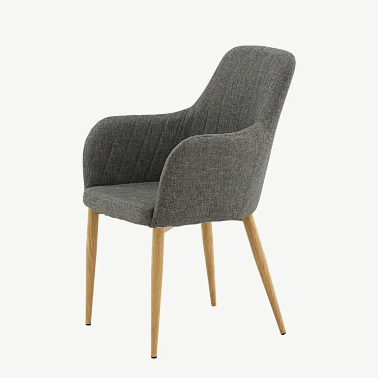 Tugitooli stiilis tumehall polsterdatud söögitool Comfort, tamme tooni jalgadega - 17702-450