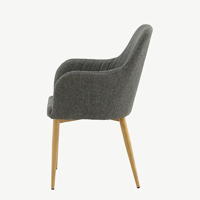 Tugitooli stiilis tumehall polsterdatud söögitool Comfort, tamme tooni jalgadega - 17702-450