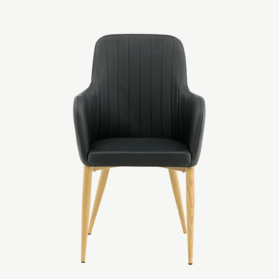 Comfort söögitool mustast kunstnahast, tammepuidu tooni metalljalgadega, 17702-458 – 4