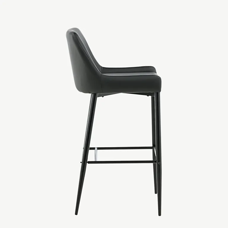 Must polsterdatud baaritool Plaza (PU, terasraam, istumiskõrgus 74 cm) - 17704-458