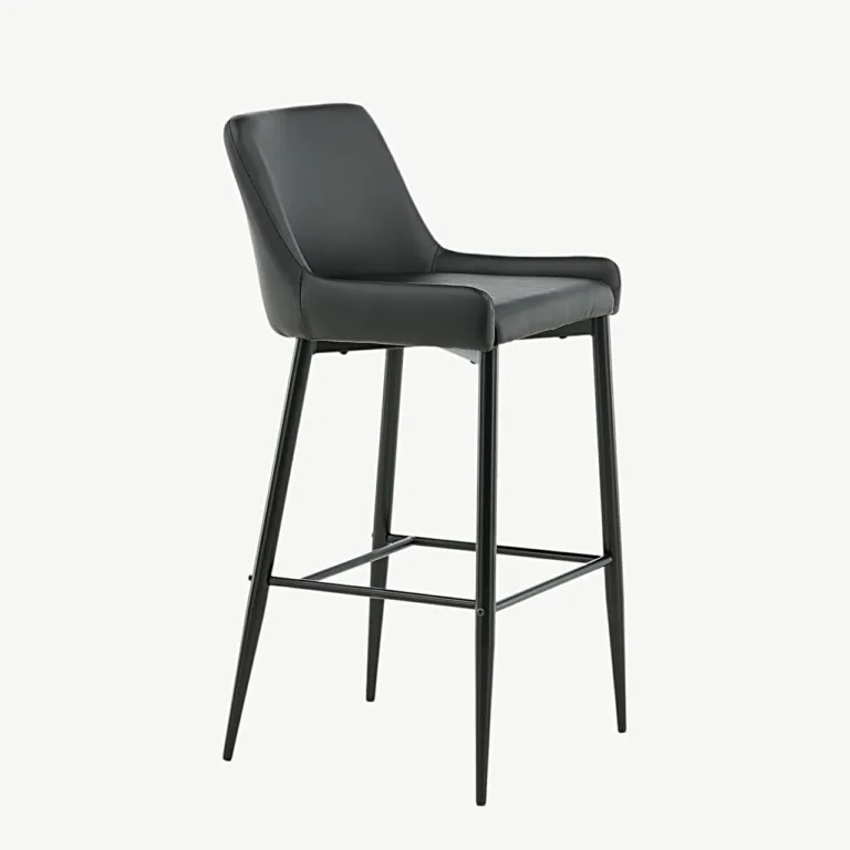 Must polsterdatud baaritool Plaza (PU, terasraam, istumiskõrgus 74 cm) - 17704-458