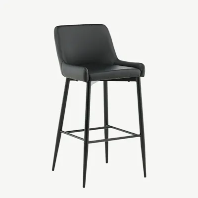 Must polsterdatud baaritool Plaza (PU, terasraam, istumiskõrgus 74 cm) - 17704-458