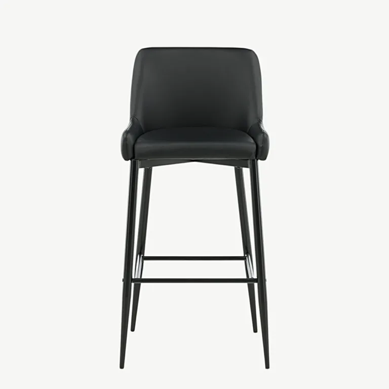 Must polsterdatud baaritool Plaza (PU, terasraam, istumiskõrgus 74 cm) - 17704-458