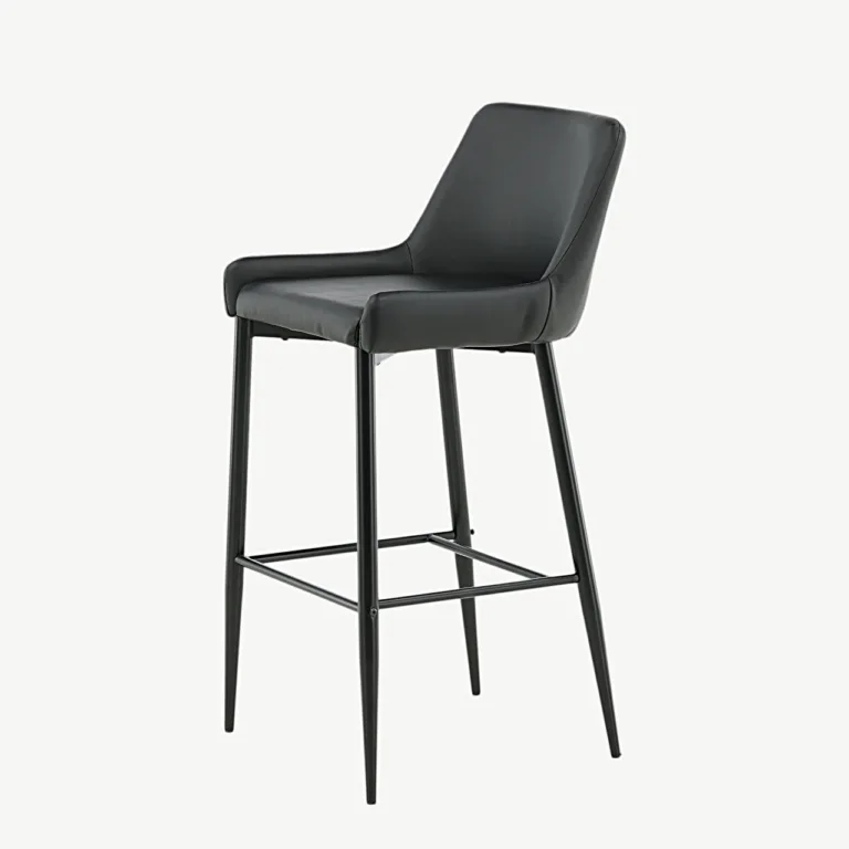 Must polsterdatud baaritool Plaza (PU, terasraam, istumiskõrgus 74 cm) - 17704-458
