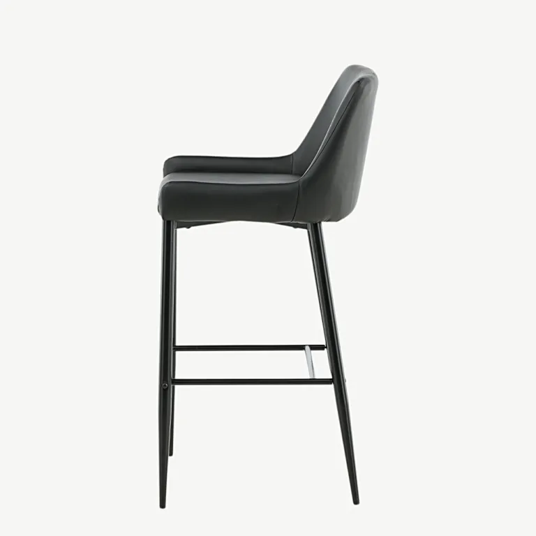 Must polsterdatud baaritool Plaza (PU, terasraam, istumiskõrgus 74 cm) - 17704-458
