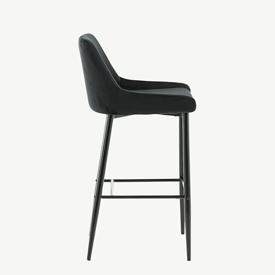 Plaza mustast sametist baaritool (pulbervärvitud terasjalad), 17704-888 – 2