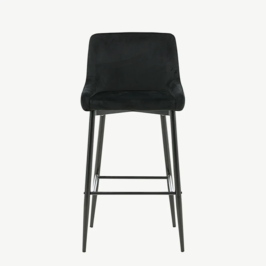 Plaza mustast sametist baaritool (pulbervärvitud terasjalad), 17704-888 – 4