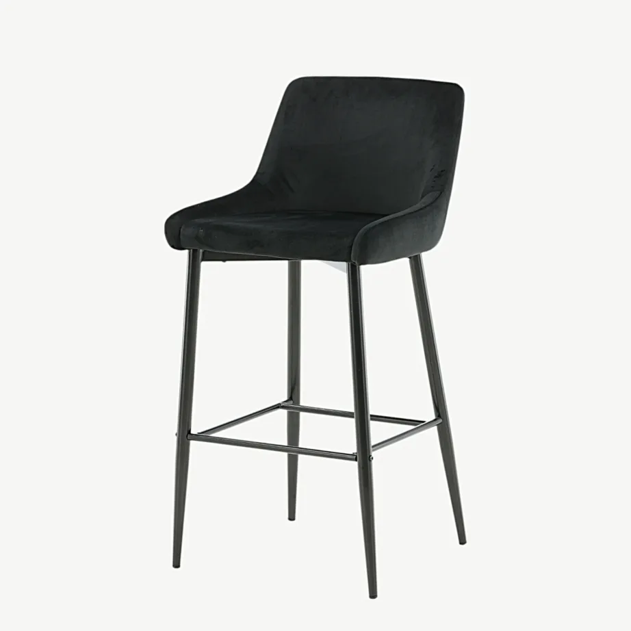 Plaza mustast sametist baaritool (pulbervärvitud terasjalad), 17704-888 – 5