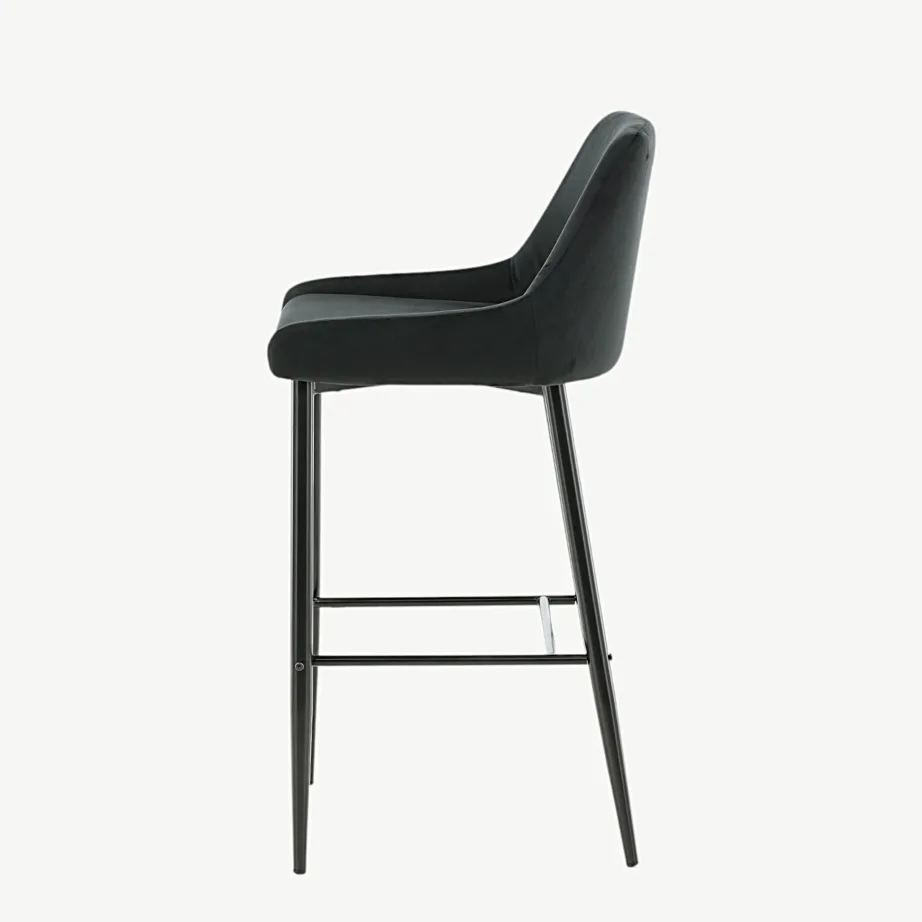 Plaza mustast sametist baaritool (pulbervärvitud terasjalad), 17704-888 – 7