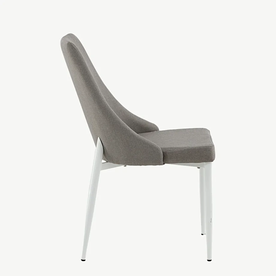 Leone söögitool halli polüesterkatte ja valgete terasjalgadega, 17705-990 – 2