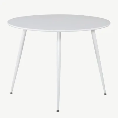 Valge ümmargune söögilaud Plaza, ø100 cm (MDF) - 17940-300