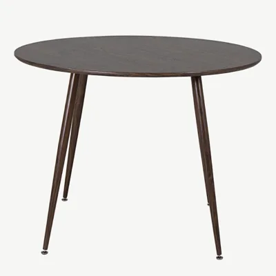 Ümmargune pähklitooni söögilaud Plaza, metalljalgadel, ø100 cm - 17940-444
