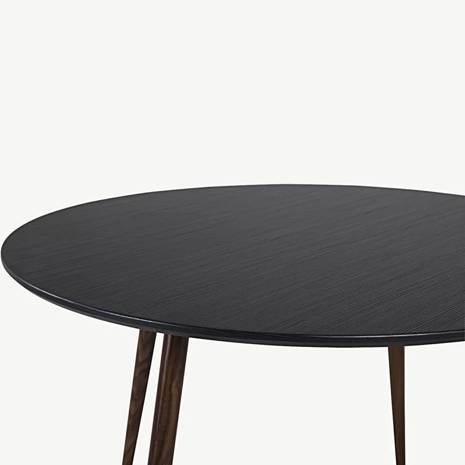 Plaza ümmargune söögilaud, must MDF, pähklipruunid terasjalad, ø100 cm, 17940-844 – 3