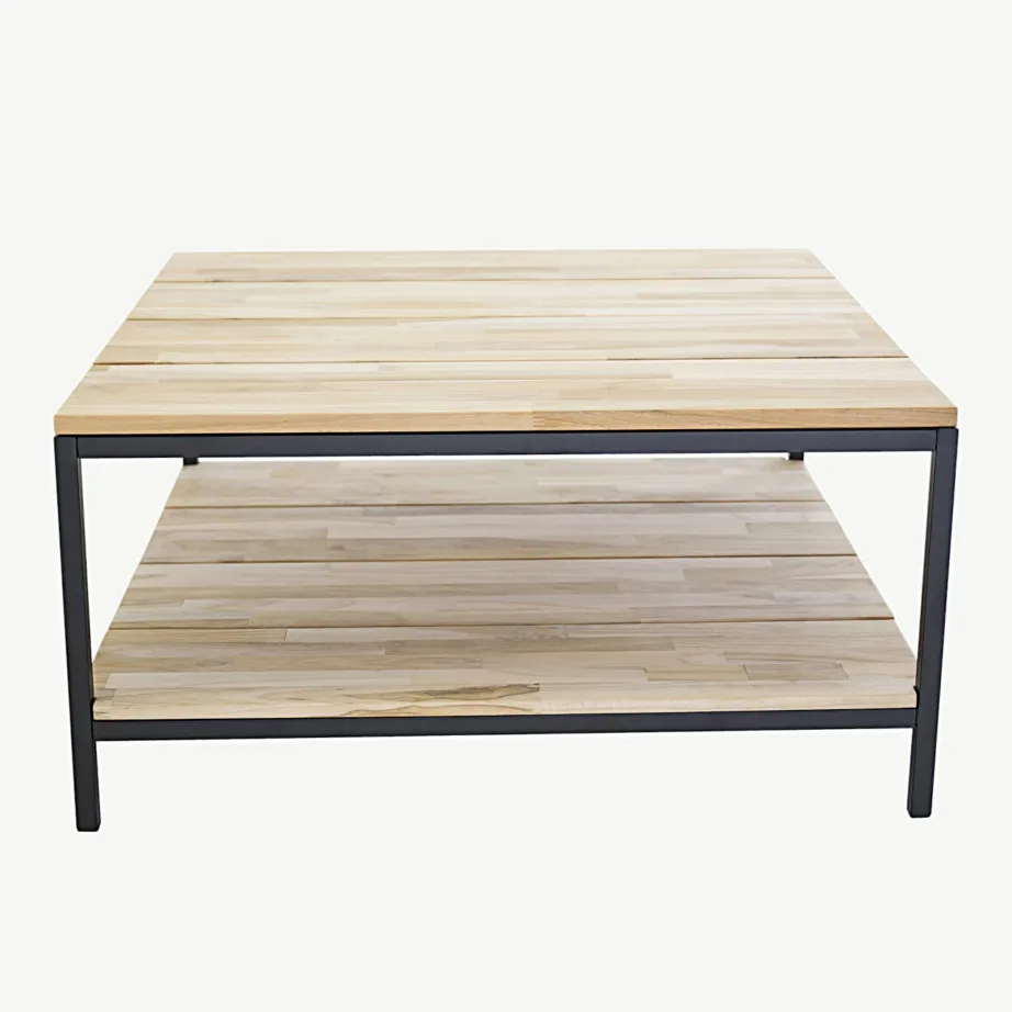 Tiigipuust ja terasraamiga diivanilaud Cirebon (80 × 80 cm), 18003-679 – 3