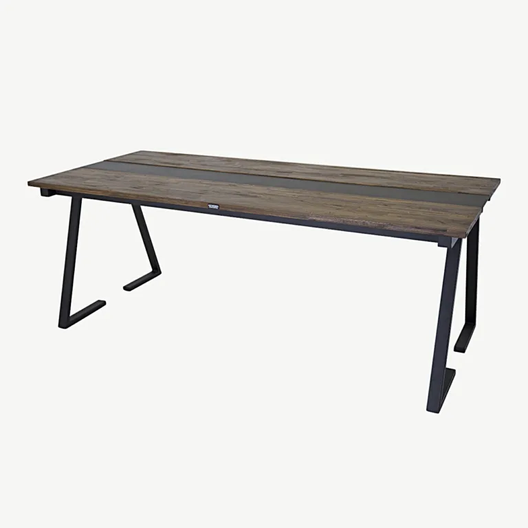 Jakarta tiigipuust söögilaud musta metallist detailiga, 200x90 cm - 18004-680