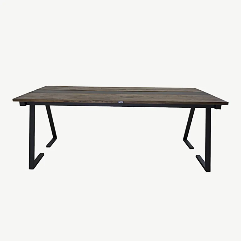 Jakarta tiigipuust söögilaud musta metallist detailiga, 200x90 cm - 18004-680