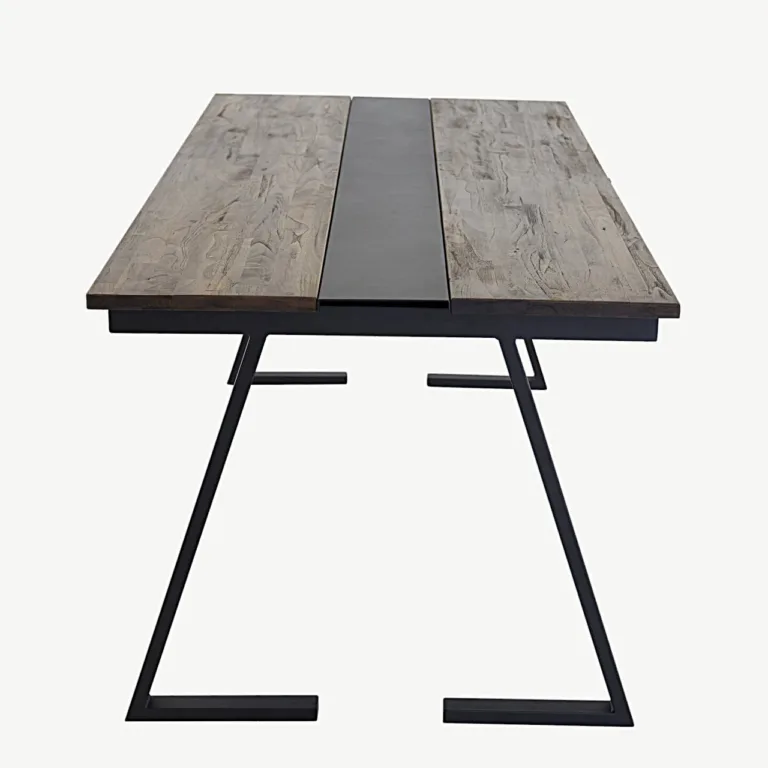 Jakarta tiigipuust söögilaud musta metallist detailiga, 200x90 cm - 18004-680