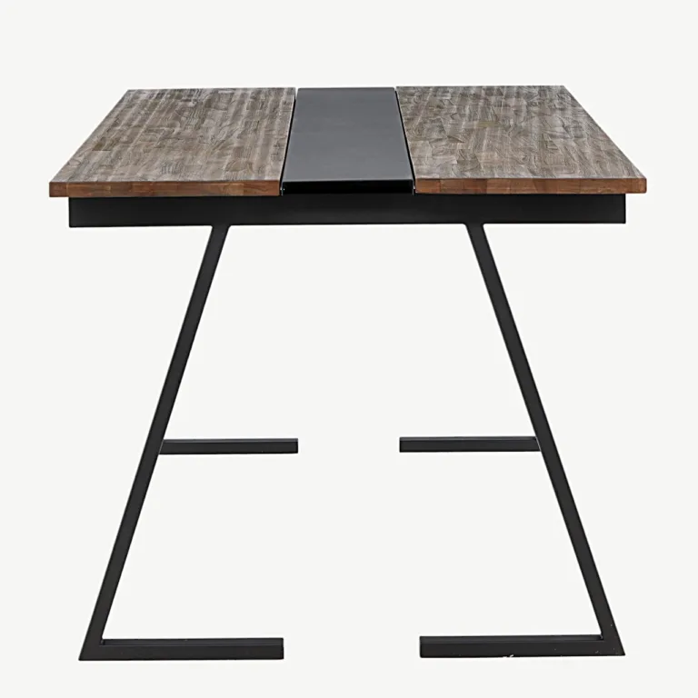 Jakarta tiigipuust söögilaud musta metallist detailiga, 200x90 cm - 18004-680