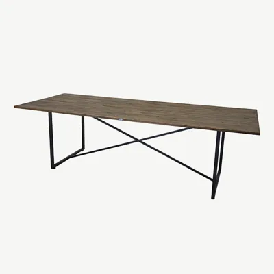 Ristkülikukujuline tiigipuidust söögilaud Padang mustade terasjalgadega, 250x100 cm - 18008-680
