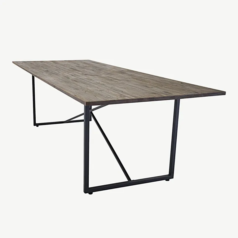 Ristkülikukujuline tiigipuidust söögilaud Padang mustade terasjalgadega, 250x100 cm - 18008-680