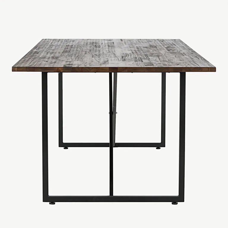 Ristkülikukujuline tiigipuidust söögilaud Padang mustade terasjalgadega, 250x100 cm - 18008-680