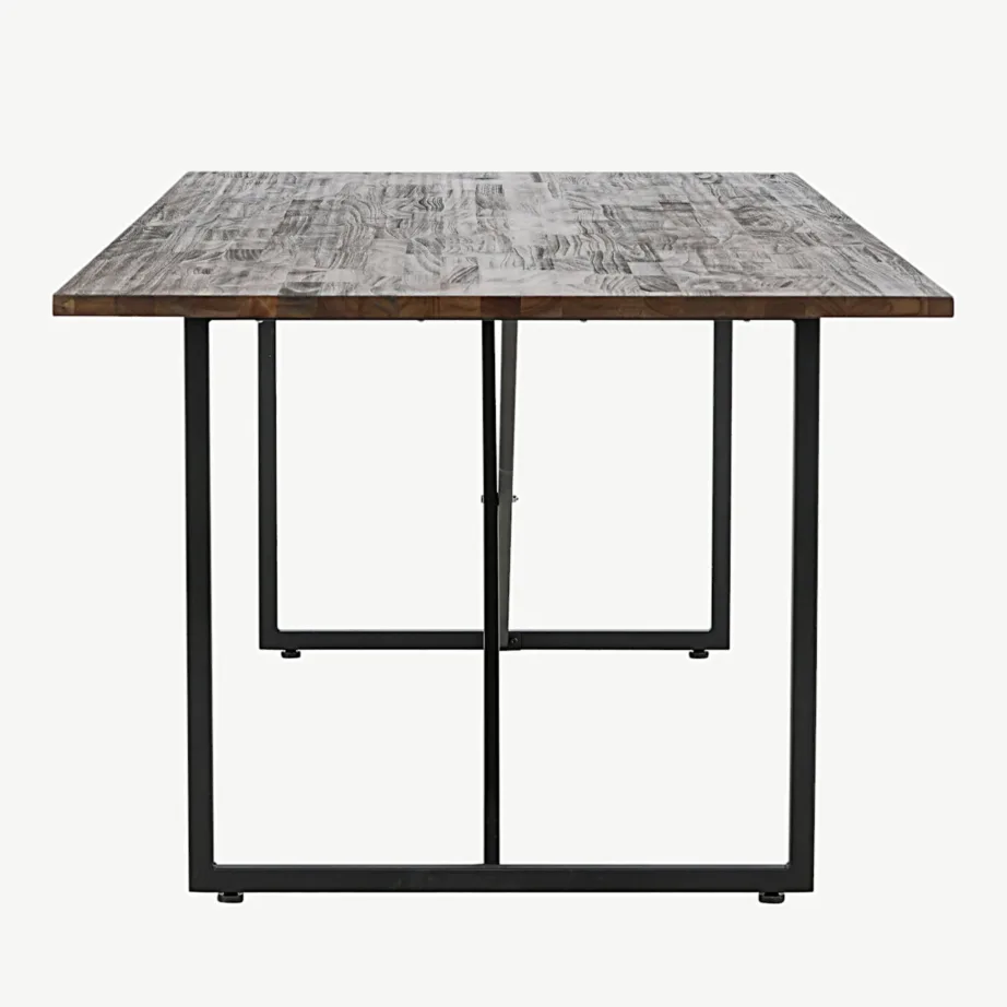 Ristkülikukujuline tiigipuidust söögilaud Padang mustade terasjalgadega, 250×100 cm, 18008-680 – 5