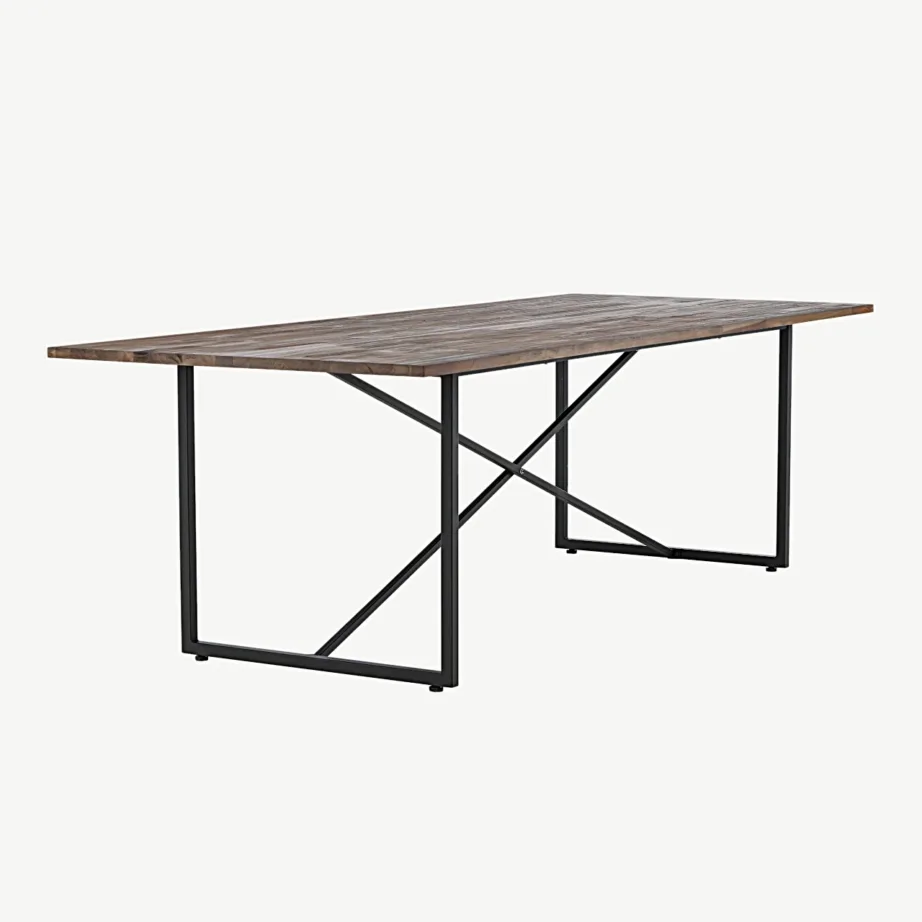 Ristkülikukujuline tiigipuidust söögilaud Padang mustade terasjalgadega, 250×100 cm, 18008-680 – 6