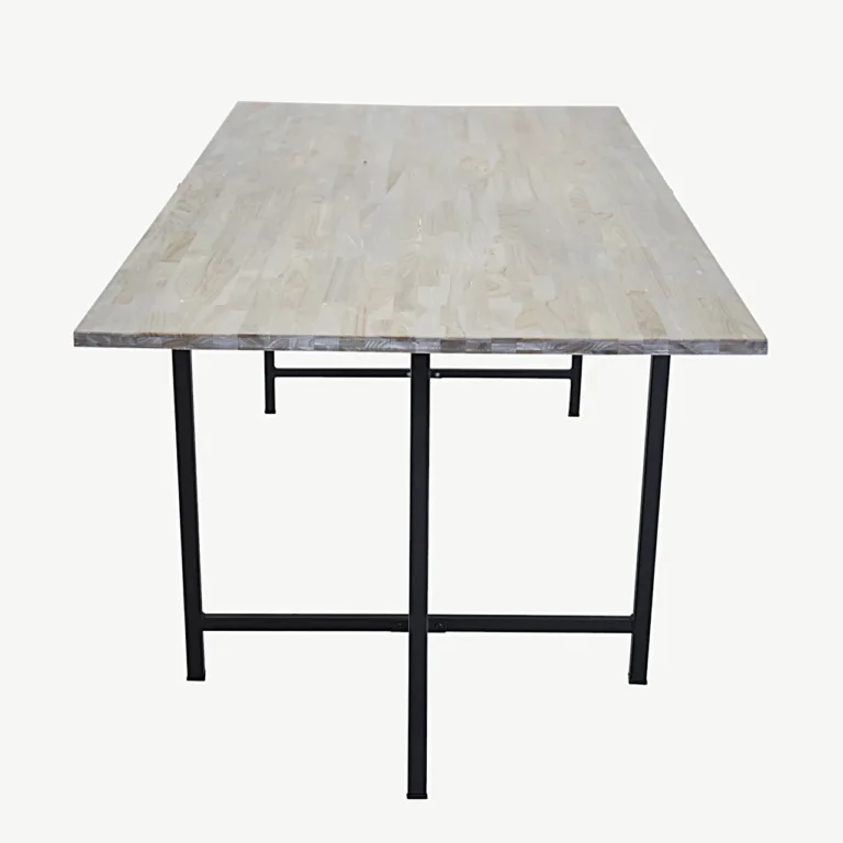 Jepara tiigipuust söögilaud halli lauaplaadi ja mustade metalljalgadega, 250 x 100 cm - 18011-681