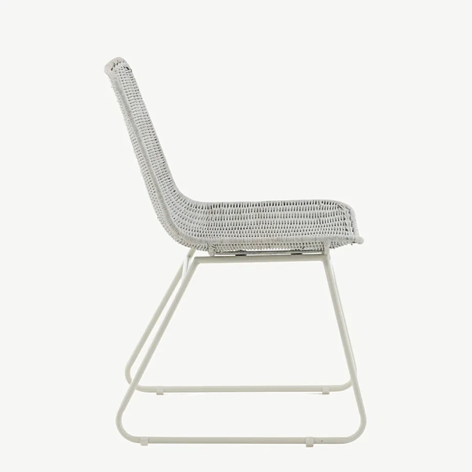 Cireboni valge rotangist söögitool valge terasraamiga, 18020-709 – 2