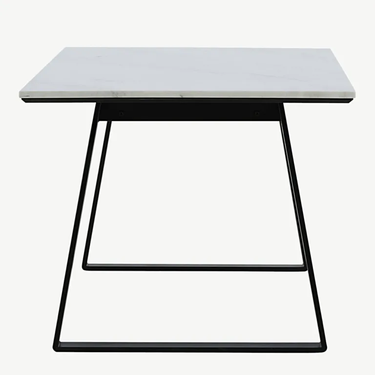 Estelle valge marmorist söögilaud mustade terasjalgadega, 140x90 cm - 18021-580
