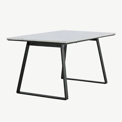 Estelle valge marmorist söögilaud mustade terasjalgadega, 140x90 cm - 18021-580