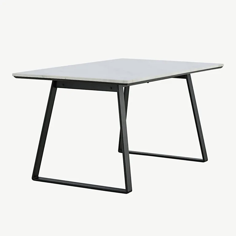 Estelle valge marmorist söögilaud mustade terasjalgadega, 140x90 cm - 18021-580