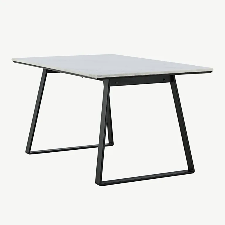 Estelle valge marmorist söögilaud mustade terasjalgadega, 140x90 cm - 18021-580